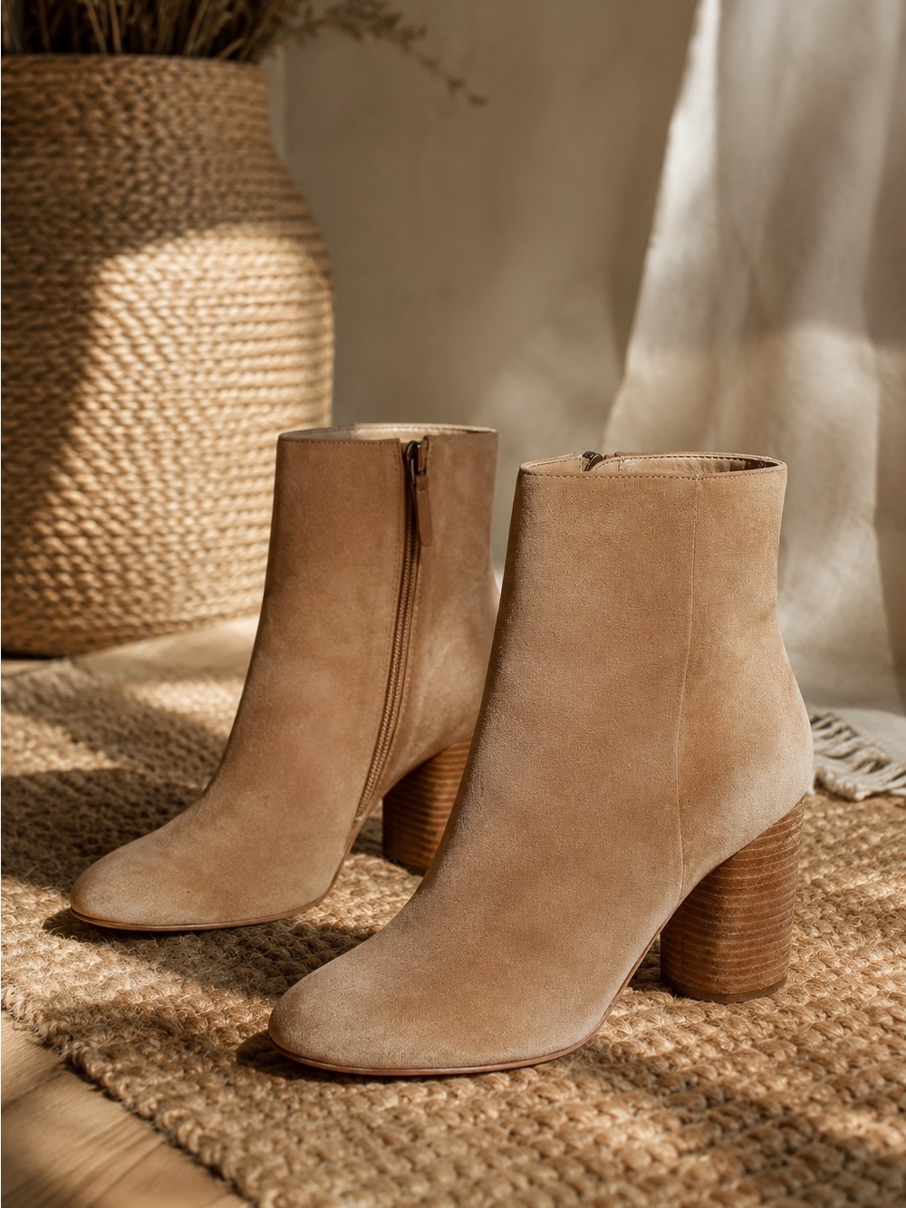Sam Edelman Corra Ankle Camel Suede Boots Block Heel Women’s Size 10